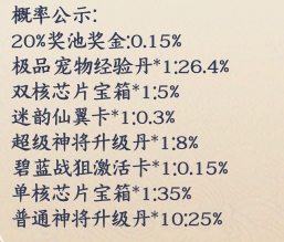 1912yx《剑舞乾坤》概率公示