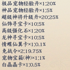 1912yx《剑舞乾坤》概率公示